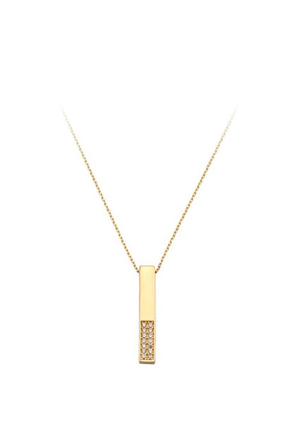 Solid Gold Gemstone Stick Necklace | 14K (585) | 2.07 gr