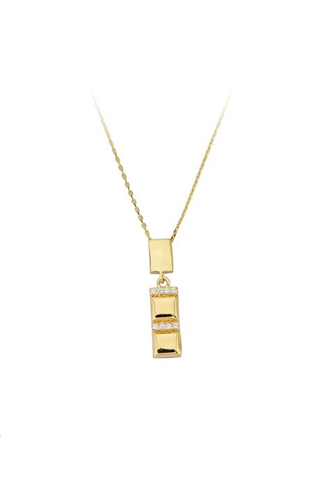 Collier bâton de pierres précieuses en or massif | 14K (585) | 1,76 g