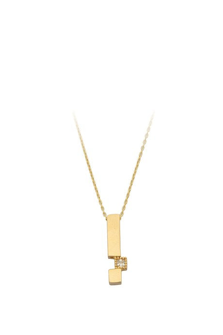 Collier bâton de pierres précieuses en or massif | 14K (585) | 1,93 g