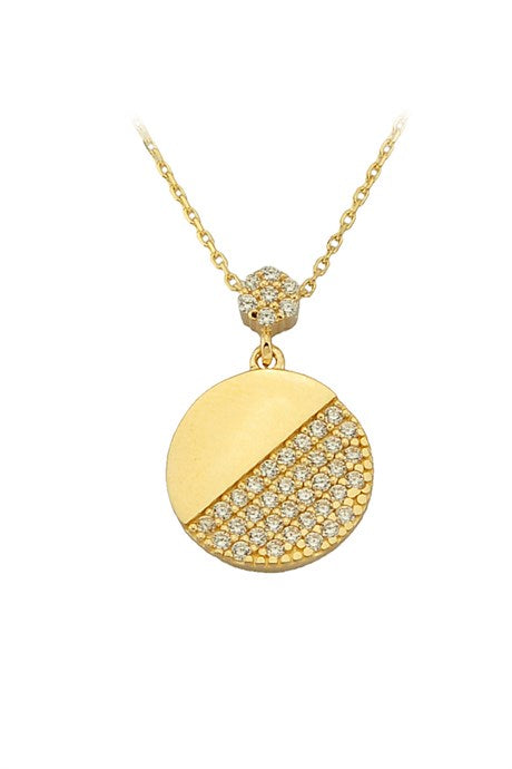 Solid Gold Gemstone Circle Necklace | 14K (585) | 2.26 gr