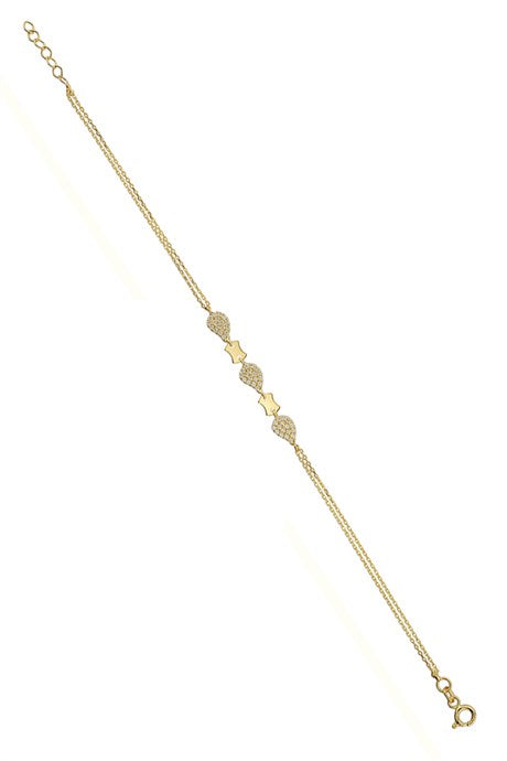 Solid Gold Gemstone Drop Bracelet | 14K (585) | 1.60 gr