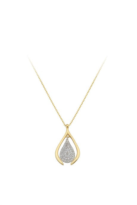 Collier goutte de pierres précieuses en or massif | 14K (585) | 2,22 grammes