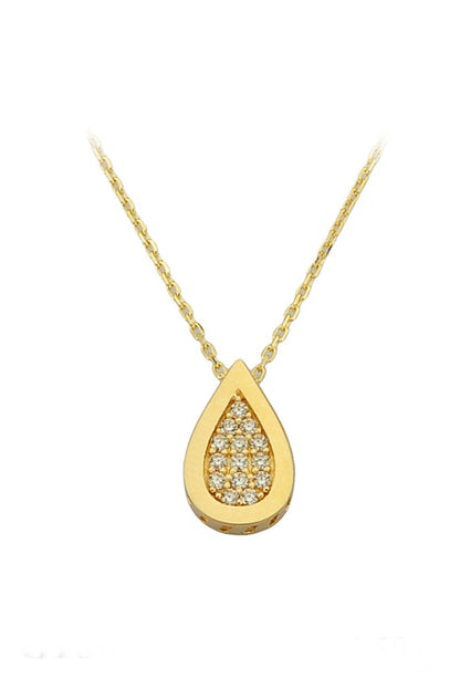 Collier goutte de pierres précieuses en or massif | 14K (585) | 1,59 g