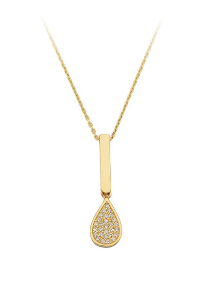 Collier goutte de pierres précieuses en or massif | 14K (585) | 1,89 g