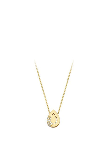 Solid Gold Gemstone Drop Necklace | 14K (585) | 1.44 gr