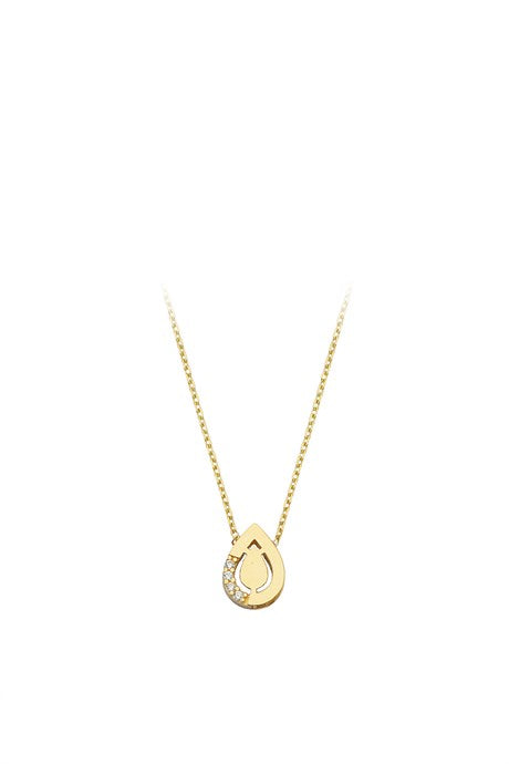 Solid Gold Gemstone Drop Necklace | 14K (585) | 1.44 gr