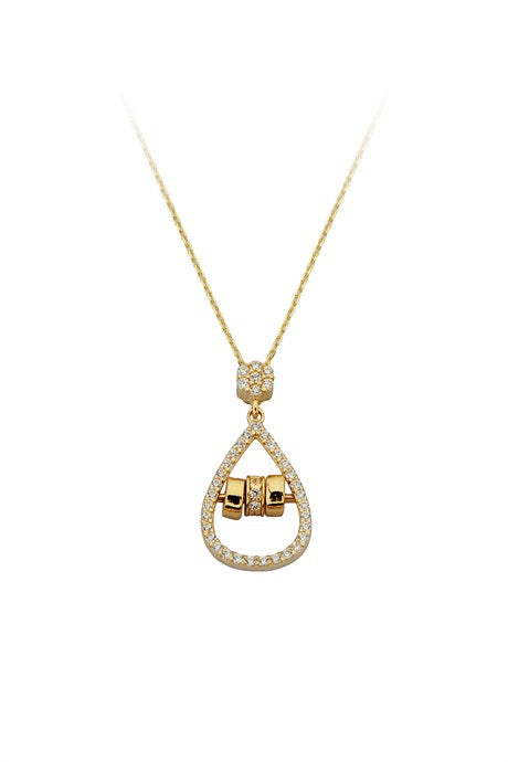 Solid Gold Gemstone Drop Necklace | 14K (585) | 2.32 gr