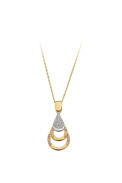 Collier goutte de pierres précieuses en or massif | 14K (585) | 2,61 grammes