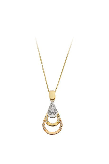 Collier goutte de pierres précieuses en or massif | 14K (585) | 2,61 grammes