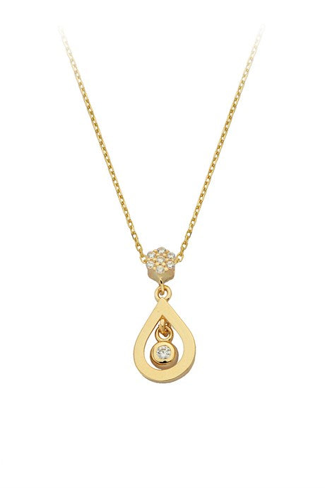 Solid Gold Gemstone Drop Necklace | 14K (585) | 1.58 gr