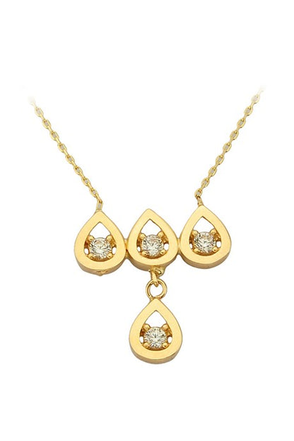 Collier goutte de pierres précieuses en or massif | 14K (585) | 2,73 grammes