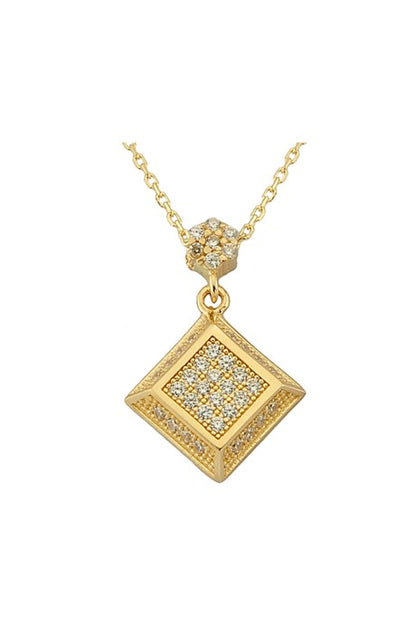 Solid Gold Gemstone Square (Quadrilateral) Necklace | 14K (585) | 2.04 gr