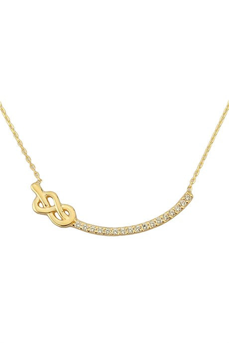 Collier de noeud de pierres précieuses en or massif | 14K (585) | 1,81 g