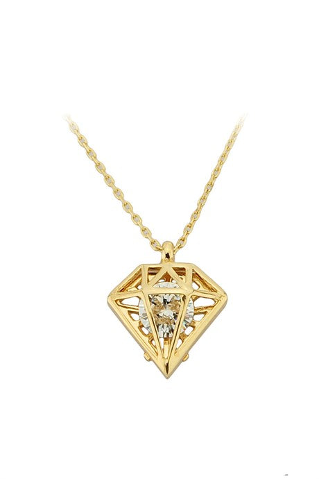 Collier en or massif avec diamants et pierres précieuses | 14K (585) | 2,04 grammes