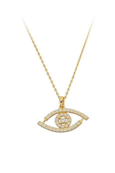 Solid Gold Gemstone Eye Necklace | 14K (585) | 1.96 gr