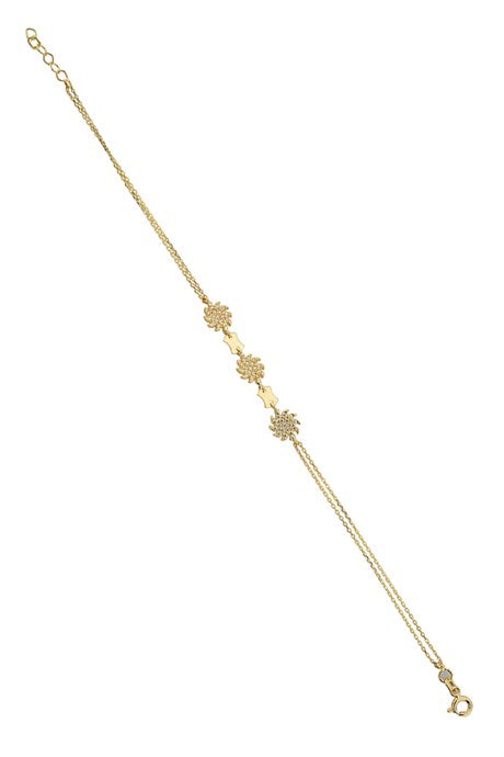 Bracelet soleil en or massif avec pierres précieuses | 14K (585) | 1,94 g