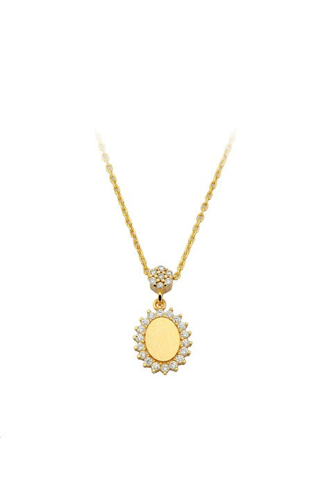 Solid Gold Gemstone Sun Necklace | 14K (585) | 2.05 gr