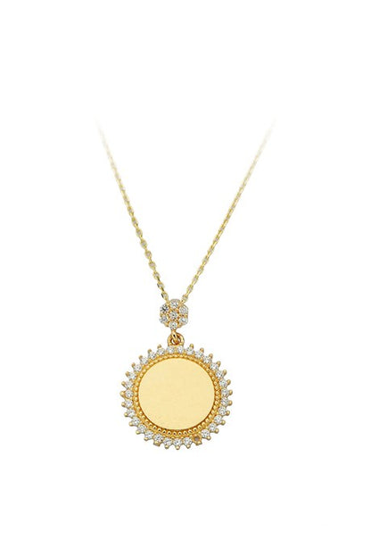 Solid Gold Gemstone Sun Necklace | 14K (585) | 2.41 gr