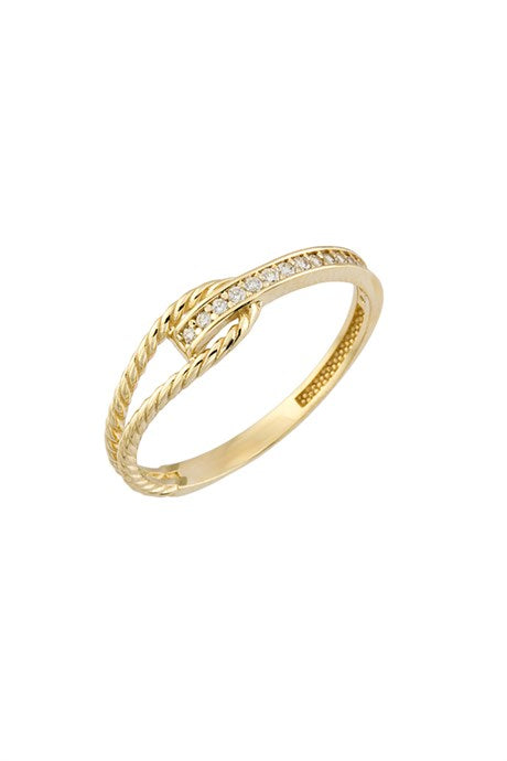 Solid Gold Gemstone Rope Ring | 14K (585) | 1.33 gr