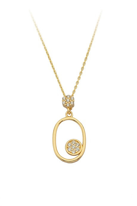 Solid Gold Gemstone Circle Necklace | 14K (585) | 1.30 gr