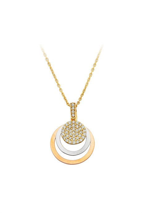 Solid Gold Gemstone Circle Necklace | 14K (585) | 2.75 gr