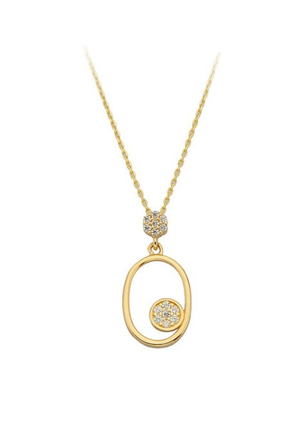 Solid Gold Gemstone Circle Necklace | 14K (585) | 1.89 gr