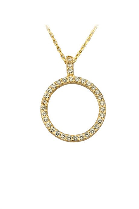 Solid Gold Gemstone Circle Necklace | 14K (585) | 1.58 gr