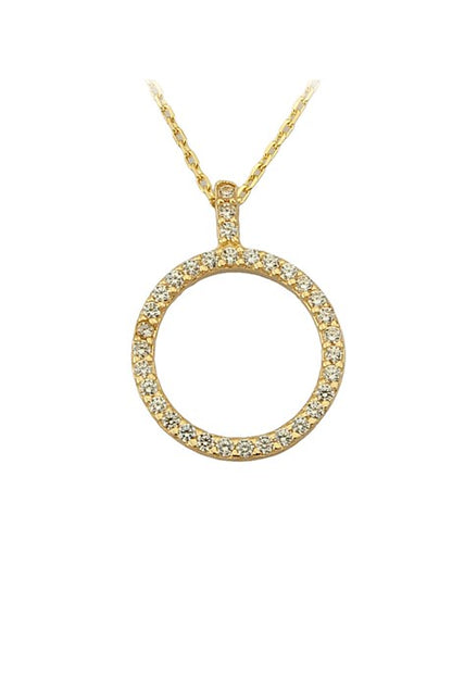 Collier cercle de pierres précieuses en or massif | 14K (585) | 1,58 g