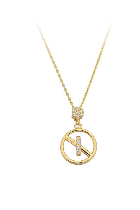 Solid Gold Gemstone Circle Necklace | 14K (585) | 4.78 gr