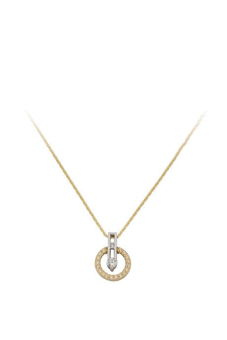 Solid Gold Gemstone Circle Necklace | 14K (585) | 1.96 gr