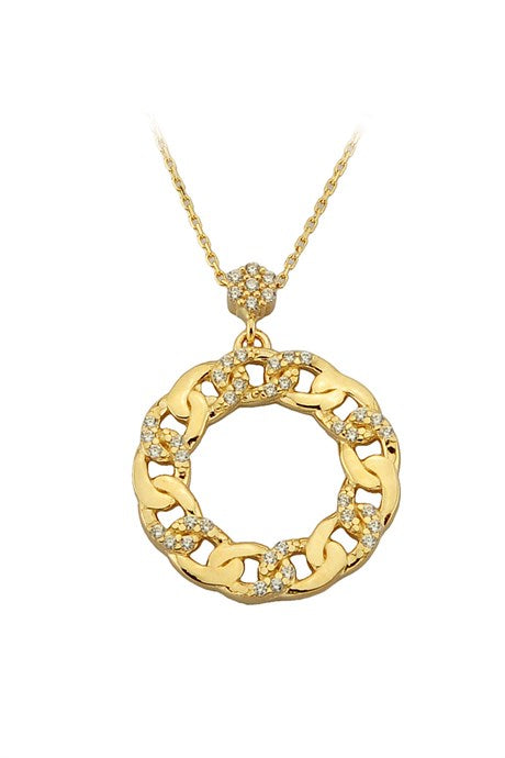 Collier cercle de pierres précieuses en or massif | 14K (585) | 3,64 grammes