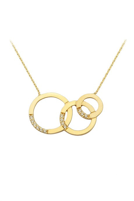 Solid Gold Gemstone Circle Necklace | 14K (585) | 2.44 gr