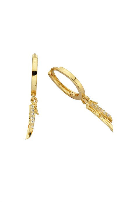 Solid Gold Gemstone Circle Earring | 14K (585) | 2.10 gr
