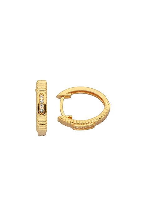 Solid Gold Gemstone Circle Earring | 14K (585) | 1.61 gr