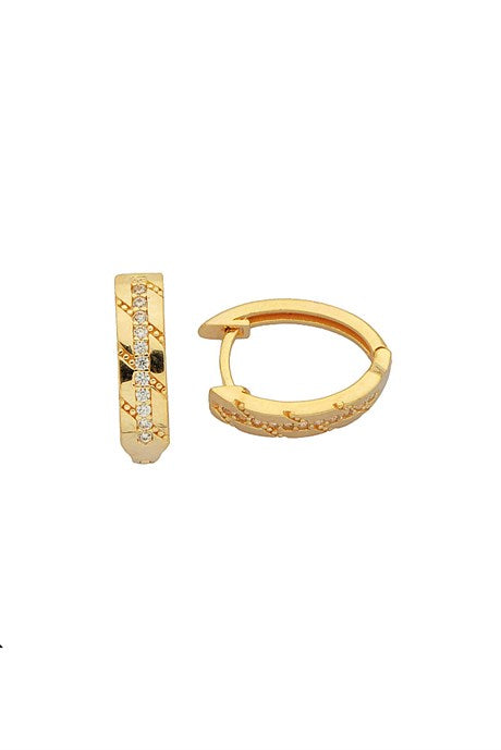 Solid Gold Gemstone Circle Earring | 14K (585) | 1.89 gr