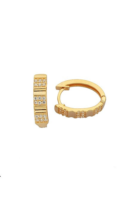 Solid Gold Gemstone Circle Earring | 14K (585) | 1.66 gr
