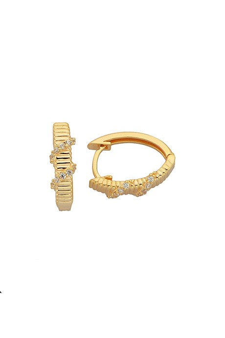 Solid Gold Gemstone Circle Earring | 14K (585) | 1.68 gr