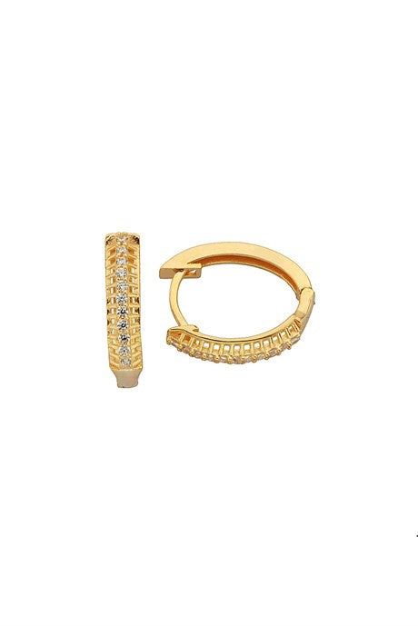 Solid Gold Gemstone Circle Earring | 14K (585) | 1.37 gr