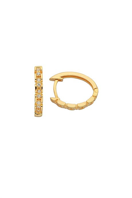 Solid Gold Gemstone Circle Earring | 14K (585) | 1.46 gr