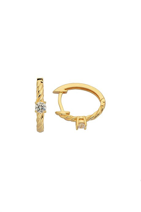 Solid Gold Gemstone Circle Earring | 14K (585) | 1.59 gr