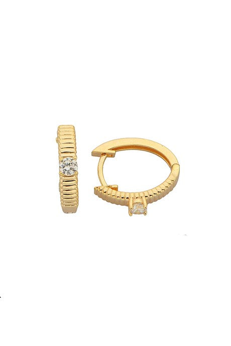 Solid Gold Gemstone Circle Earring | 14K (585) | 1.69 gr