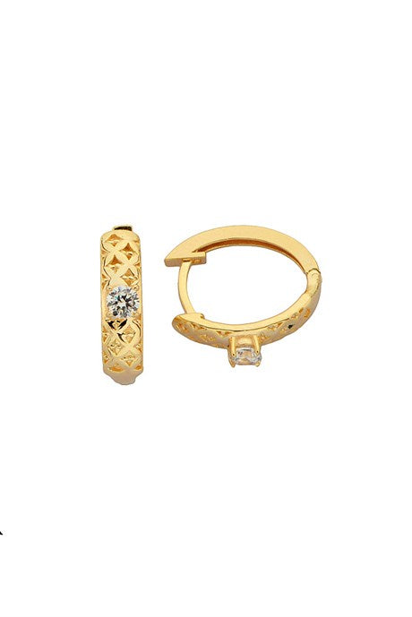 Solid Gold Gemstone Circle Earring | 14K (585) | 1.67 gr