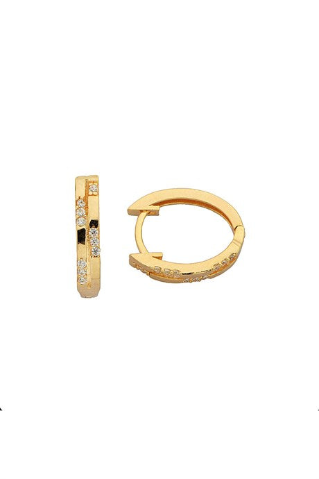 Solid Gold Gemstone Circle Earring | 14K (585) | 1.76 gr