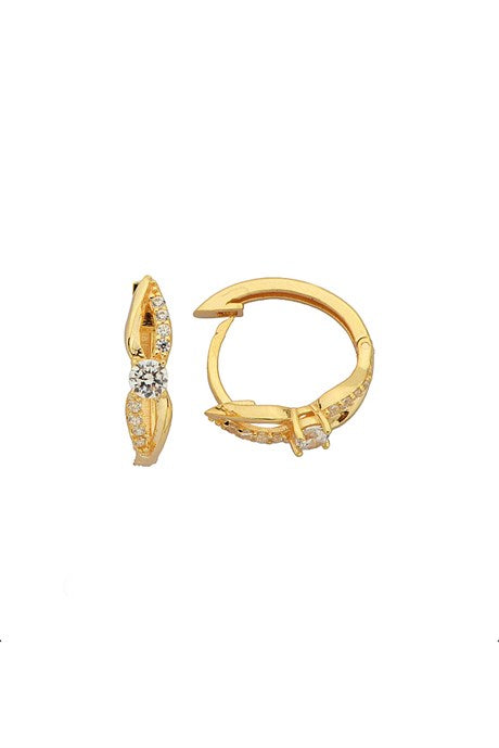 Solid Gold Gemstone Circle Design Earring | 14K (585) | 1.70 gr
