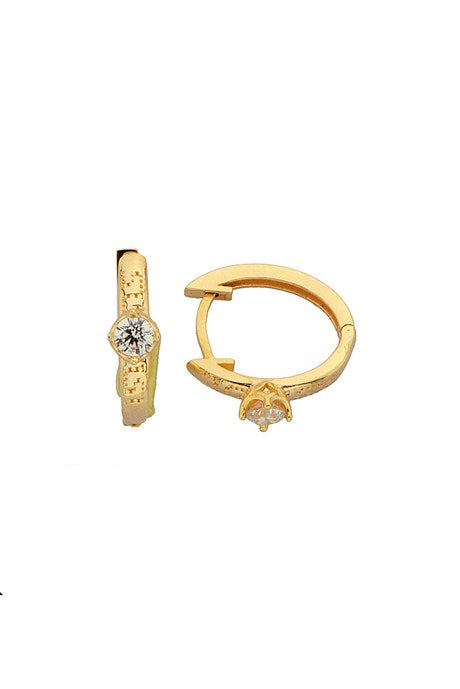 Solid Gold Gemstone Circle Design Earring | 14K (585) | 1.75 gr