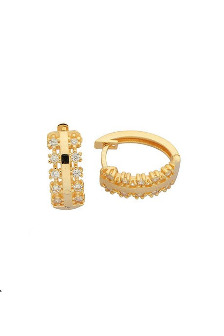 Solid Gold Gemstone Circle Design Earring | 14K (585) | 2.28 gr