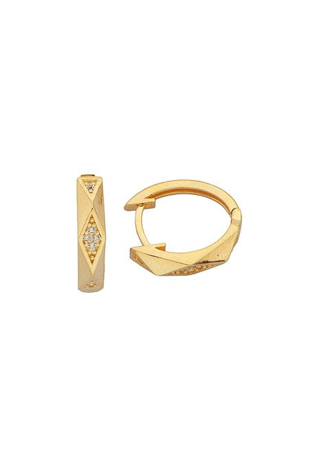 Solid Gold Gemstone Circle Design Earring | 14K (585) | 1.90 gr