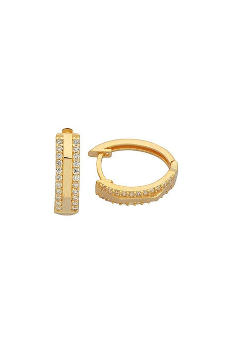 Solid Gold Gemstone Circle Design Earring | 14K (585) | 1.80 gr