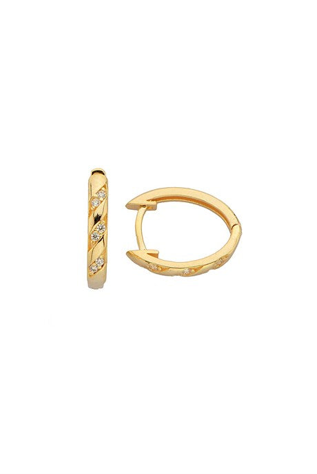 Solid Gold Gemstone Circle Design Earring | 14K (585) | 1.48 gr