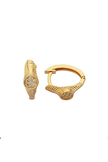 Solid Gold Gemstone Circle Design Earring | 14K (585) | 1.98 gr